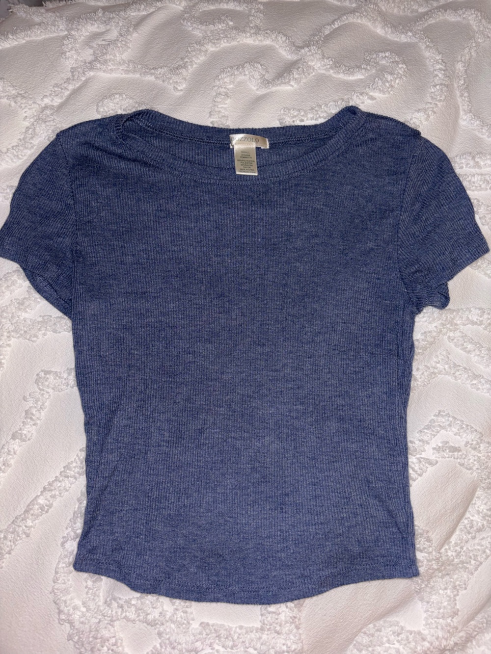 Bozzolo Women's Short Sleeve Ribbed Tee - Blue